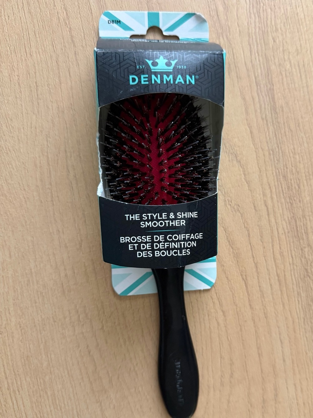 Denman The Style & Shine Smoother Hair Brush - Black with Red Cushion